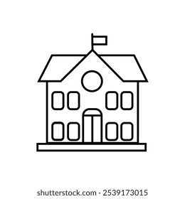 High school building line icon, outline vector sign, linear style pictogram isolated on white