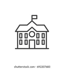 High school building line icon, outline vector sign, linear style pictogram isolated on white. Symbol, logo illustration. Editable stroke. Pixel perfect vector graphics