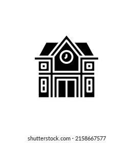 High school building stencil icon. Vector illustration isolated on a white background