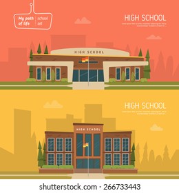 High school building vector illustration