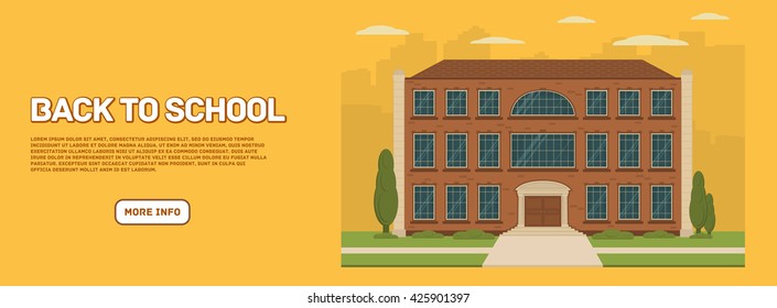 High school building vector illustration. Back to school