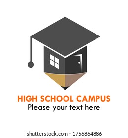 high school campus logo template illustration. suitable for education, app, website,  building , institute, academy, graduation etc