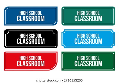 Señales de puerta imprimibles de la ilustración de la muestra de la puerta del aula de la escuela secundaria