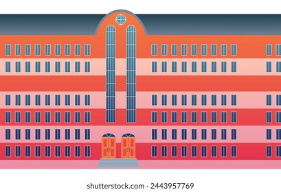 High school facade. Institute or university building. Vector cartoon city municipal building