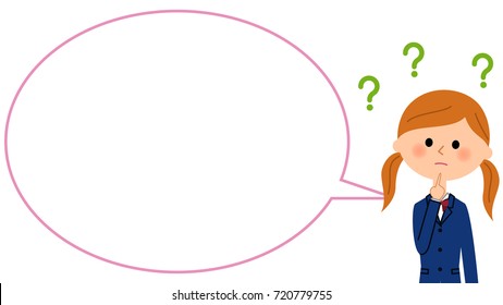 High school girl with blank text bubble,Balloon