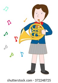 The high school girl who plays a horn.