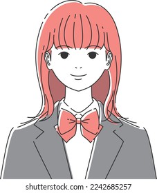 High school girl's front face A | Pink