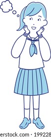 High school girls in sailor suits dreaming
