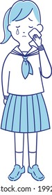 High school girls in sailor suits crying with tears