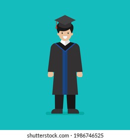 High school graduate flat style. Vector illustration