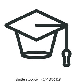 high school graduation cap - minimal line web icon. simple vector illustration. concept for infographic, website or app.