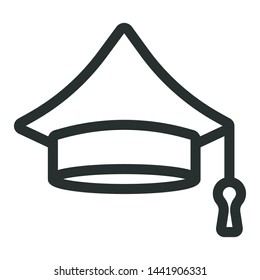 high school graduation cap - minimal line web icon. simple vector illustration. concept for infographic, website or app.