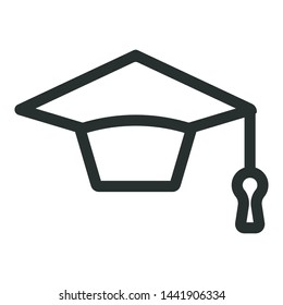 high school graduation cap - minimal line web icon. simple vector illustration. concept for infographic, website or app.