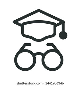 high school graduation cap - minimal line web icon. simple vector illustration. concept for infographic, website or app.