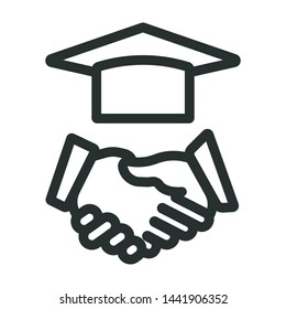 high school graduation cap - minimal line web icon. simple vector illustration. concept for infographic, website or app.