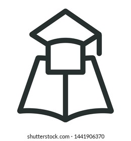high school graduation cap - minimal line web icon. simple vector illustration. concept for infographic, website or app.