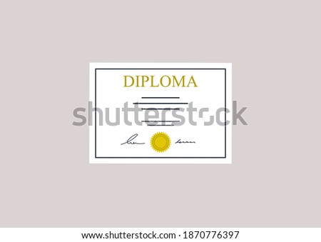 High school graduation certificate template, sealed and signed