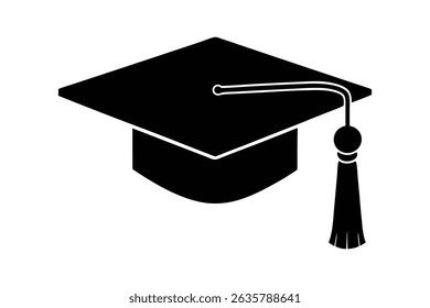 High school graduation hat and diploma silhouette vector illustration