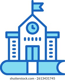 High School Icon Blue Vector Illustration