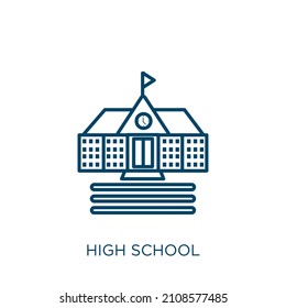 icono de la escuela secundaria. Icono de contorno lineal delgado de la escuela secundaria aislado en fondo blanco. Señal de la escuela secundaria de vector de línea, símbolo para web y móvil