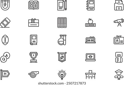 High school icons collection is a vector illustration with editable stroke.