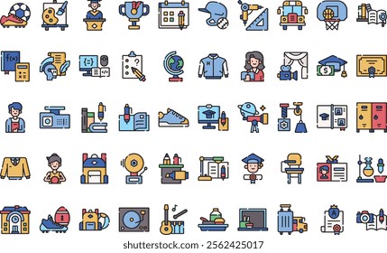 High school icons High-Quality Vector Icons Collection with Editable Stroke. Ideal for Professional and Creative Projects.