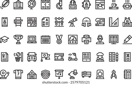 High school icons High-Quality Vector Icons Collection with Editable Stroke. Ideal for Professional and Creative Projects