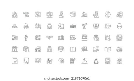 High school ideas, linear icons, line signs set, vector collection