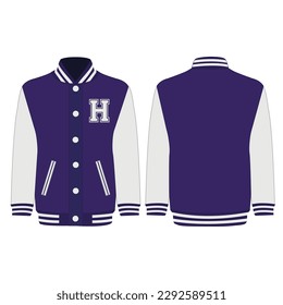 High School Jacket white with blue isolated vector on the white background