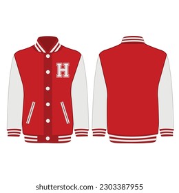 High School Jacket white with red isolated vector on the white background	