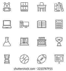 High School Line Icon Set