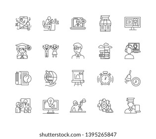 High school line icons, signs, vector set, outline illustration concept 