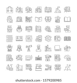 High school linear icons, signs, symbols vector line illustration set