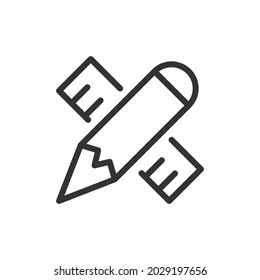 High school minimal line icon. Web stroke symbol design. High school sign isolated on a white background. Premium line icon.