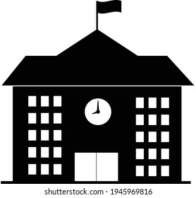 high school modern on white background. school sign. flat style. high school building symbol.