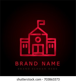 High school red chromium metallic logo
