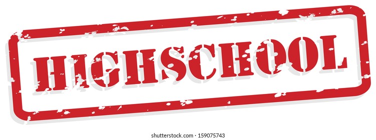 High school red rubber stamp in vector format