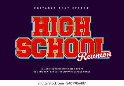 High school reunion editable text effect template