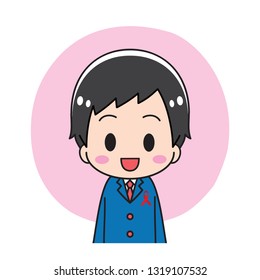 High school student background with red ribbon