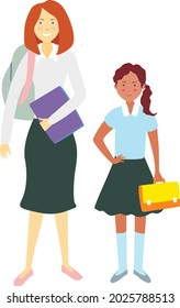 High school student and elementary school student. Vector illustration