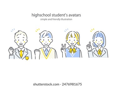 high school students avatar set