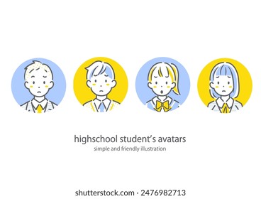 high school students avatar set