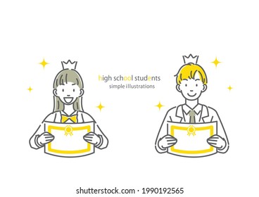 high school students, simple line illustration