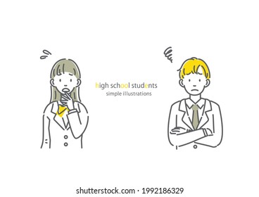high school students, simple line illustration