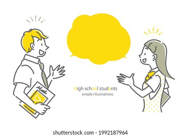 high school students, simple line illustration