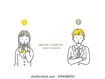 high school students, simple line illustration