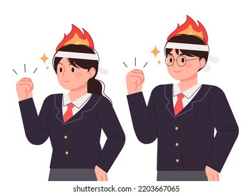 High school students who are passionate about their studies. SAT concept person vector illustration.