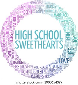 High school sweethearts vector illustration word cloud isolated on a white background.