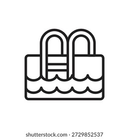 High School Swimming Pool Outline Icon Vector Illustration