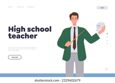 High school teacher concept for landing page design template advertising online education service